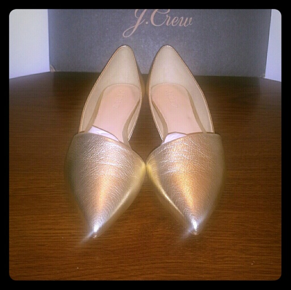 J. Crew Shoes - J.Crew Sloan Gold D"orsay Flats